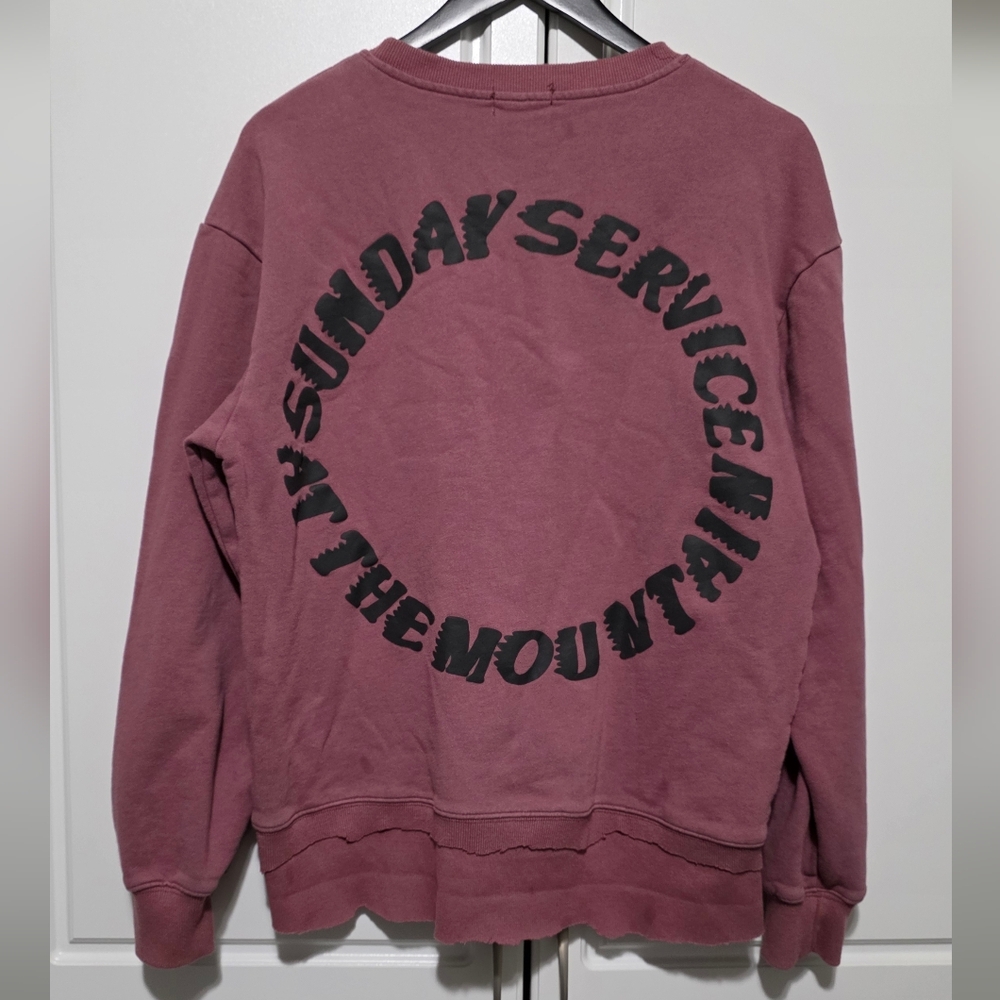 HBAT Kanye West Sunday Service Trust God Sweatshirt Pink Distressed Raw Hem - Picture 10 of 16